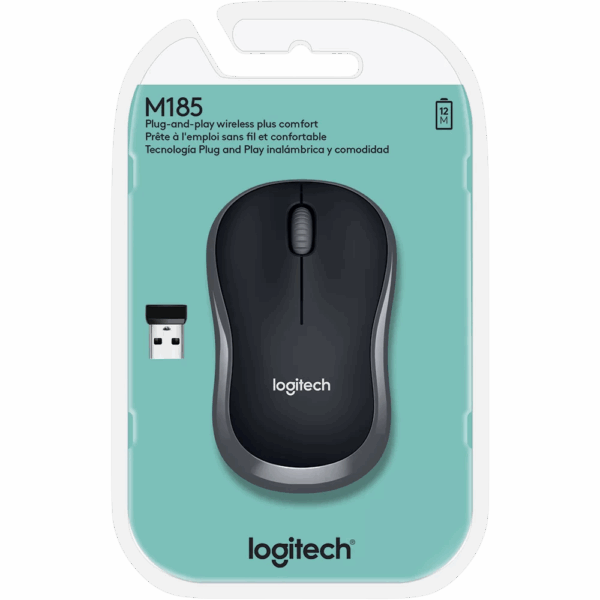 MOUSE LOGITECH M185 BLACK INALAMBRICO/910-002225 - Image 3